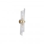 Lara - Brushed Gold 2 Light Wall Lamp with Clear Glass Rods