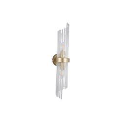 Lara - Brushed Gold 2 Light Wall Lamp with Clear Glass Rods