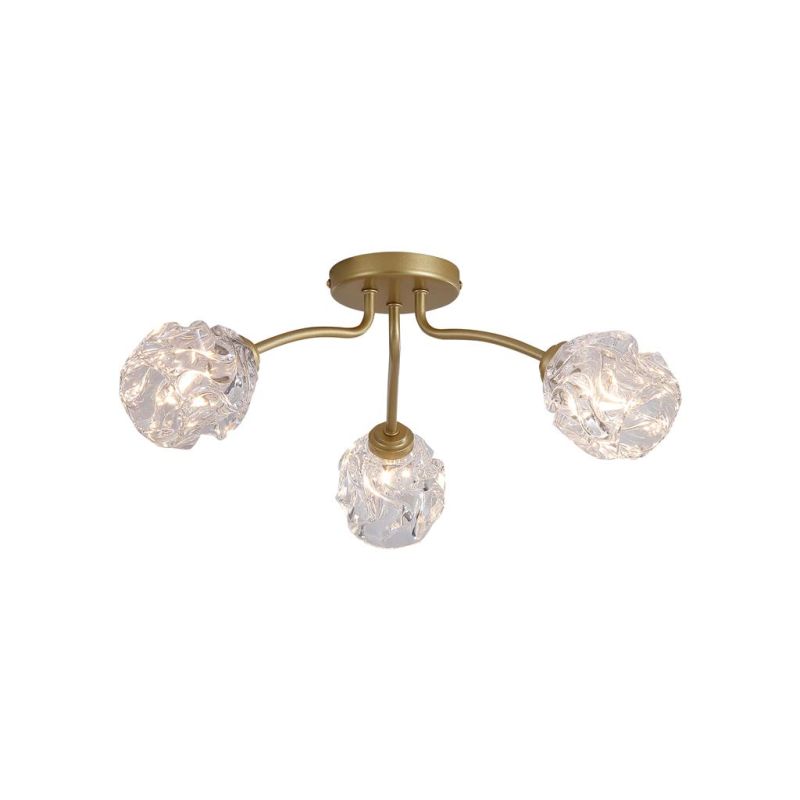 Searchlight-11523-3GO - Astral - Gold 3 Light Semi Flush with Decorative Glass