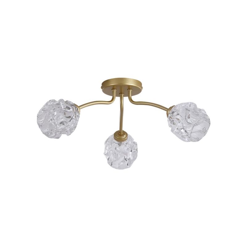 Searchlight-11523-3GO - Astral - Gold 3 Light Semi Flush with Decorative Glass