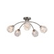 Searchlight-11525-5SN - Astral - Satin Nickel 5 Light Semi Flush with Decorative Glass
