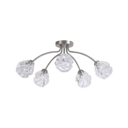Astral - Satin Nickel 5 Light Semi Flush with Decorative Glass