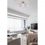 Astral - Satin Nickel 5 Light Semi Flush with Decorative Glass