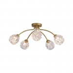 Astral - Gold 5 Light Semi Flush with Decorative Glass Astral - Gold 5 Light Semi Flush with Decorative Glass