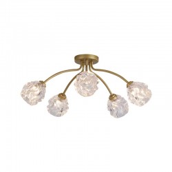 Astral - Gold 5 Light Semi Flush with Decorative Glass Astral - Gold 5 Light Semi Flush with Decorative Glass