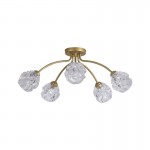 Astral - Gold 5 Light Semi Flush with Decorative Glass Astral - Gold 5 Light Semi Flush with Decorative Glass