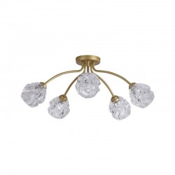 Astral - Gold 5 Light Semi Flush with Decorative Glass Astral - Gold 5 Light Semi Flush with Decorative Glass