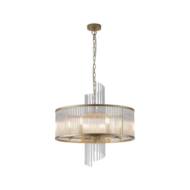 Searchlight-11600-6GO - Lara - Brushed Gold 6 Light Centre Fitting with Clear Glass Rods