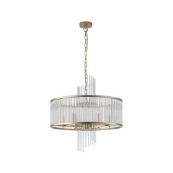 Lara - Brushed Gold 6 Light Centre Fitting with Clear Glass Rods