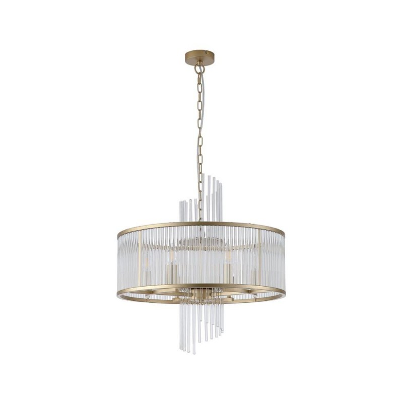 Searchlight-11600-6GO - Lara - Brushed Gold 6 Light Centre Fitting with Clear Glass Rods