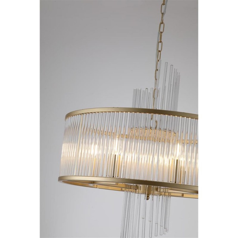 Searchlight-11600-6GO - Lara - Brushed Gold 6 Light Centre Fitting with Clear Glass Rods