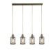 Searchlight-1164-4AB - Pipes - Antique Brass 4 Light over Island Fitting with Seeded Glass
