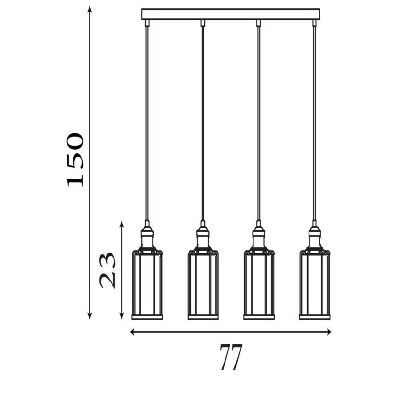 Searchlight-1164-4AB - Pipes - Antique Brass 4 Light over Island Fitting with Seeded Glass