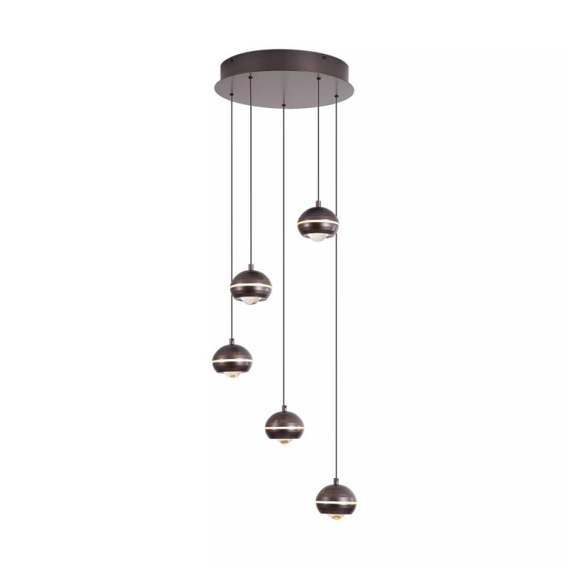 Searchlight-12013-5NI - Meteor - Black Nickel CCT Cluster Pendant with Clear Diffuser