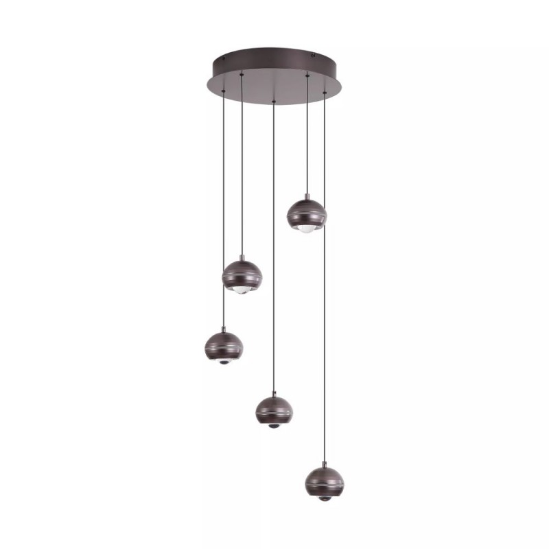 Searchlight-12013-5NI - Meteor - Black Nickel CCT Cluster Pendant with Clear Diffuser
