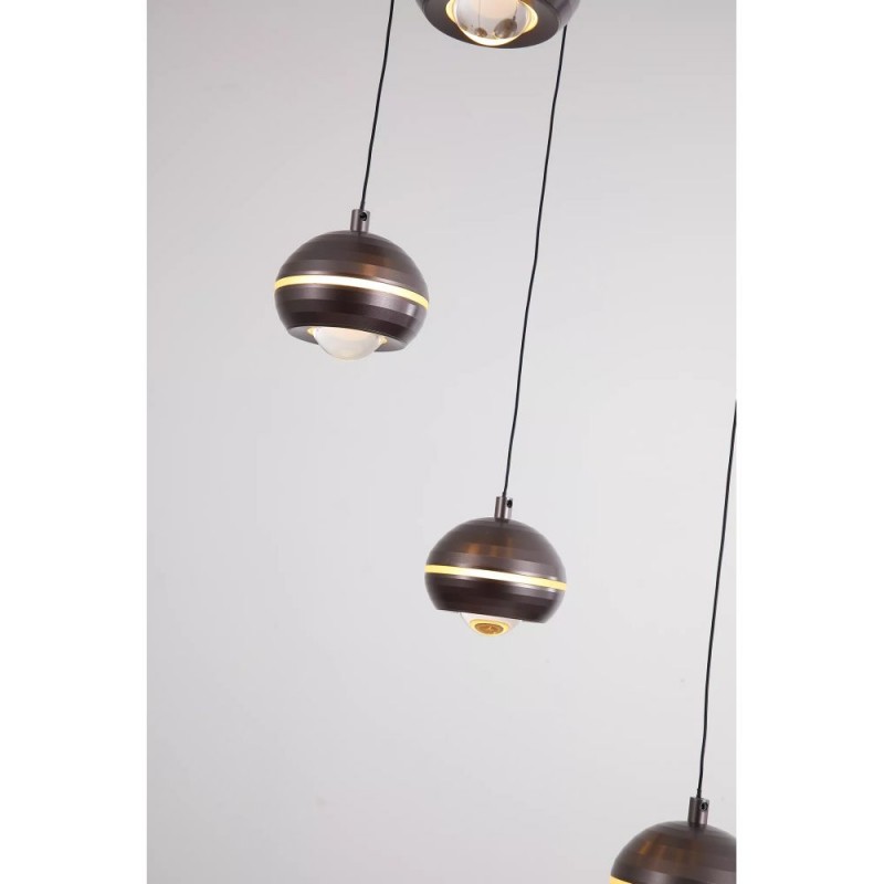 Searchlight-12013-5NI - Meteor - Black Nickel CCT Cluster Pendant with Clear Diffuser