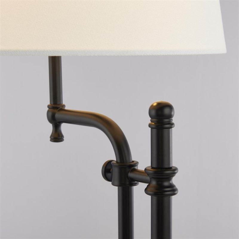 Searchlight-12082-1BK - Munich - Black Table Lamp with Natural Linen Shade
