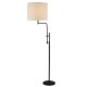 Searchlight-12083-1BK - Munich - Black Floor Lamp with Natural Linen Shade