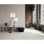 Munich - Black Floor Lamp with Natural Linen Shade