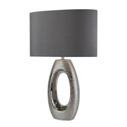 Artisan - Chrome Ceramic Table Lamp with Grey Shade
