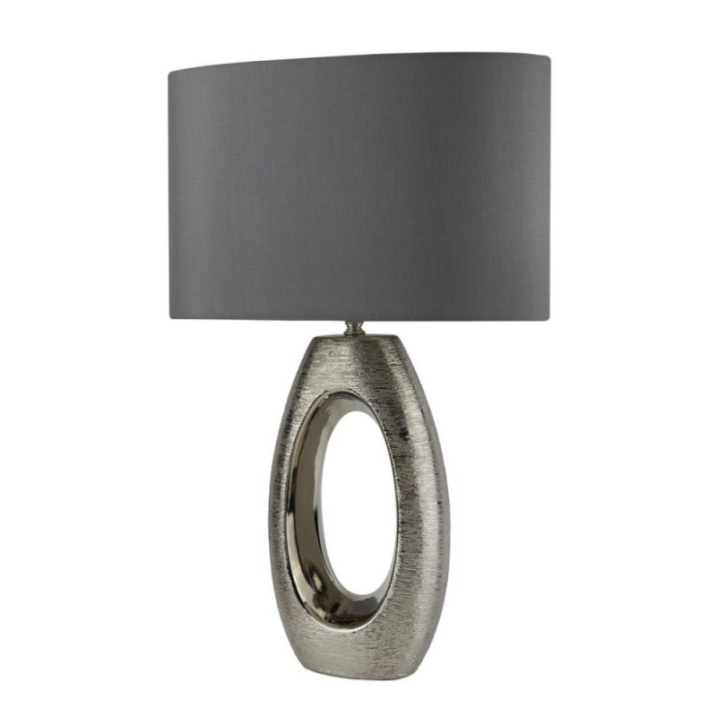 Searchlight-1213CC - Artisan - Chrome Ceramic Table Lamp with Grey Shade