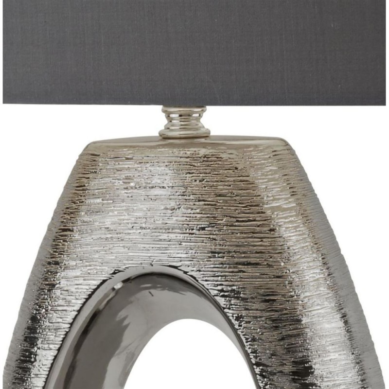 Searchlight-1213CC - Artisan - Chrome Ceramic Table Lamp with Grey Shade