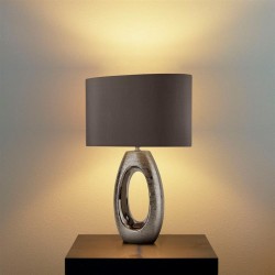 Artisan - Chrome Ceramic Table Lamp with Grey Shade
