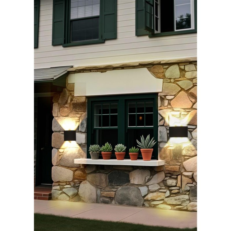 Searchlight-1224-4BK - Shadows - Black LED Up & Down Wall Lamp IP44