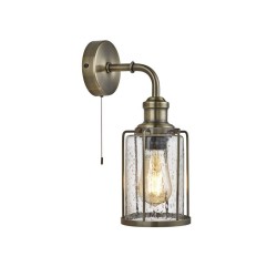 Pipes - Antique Brass Wall Lamp with Seeded Glass