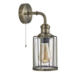 Pipes - Antique Brass Wall Lamp with Seeded Glass