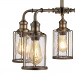 Pipes - Antique Brass 5 Light Centre Fitting with Seeded Glass