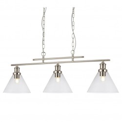 Pyramid - Clear Glass with Satin Silver 3 Light over Island Fitting Pyramid - Clear Glass with Satin Silver 3 Light over Island Fitting