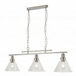 Pyramid - Clear Glass with Satin Silver 3 Light over Island Fitting Pyramid - Clear Glass with Satin Silver 3 Light over Island Fitting