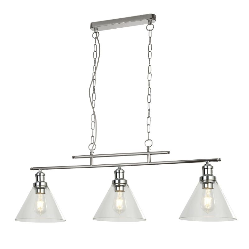 Searchlight-1277-3CC - Pyramid - Clear Glass with Chrome 3 Light over Island Fitting