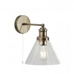 Pyramid - Clear Glass with Antique Brass Wall Lamp Pyramid - Clear Glass with Antique Brass Wall Lamp