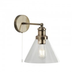 Pyramid - Clear Glass with Antique Brass Wall Lamp