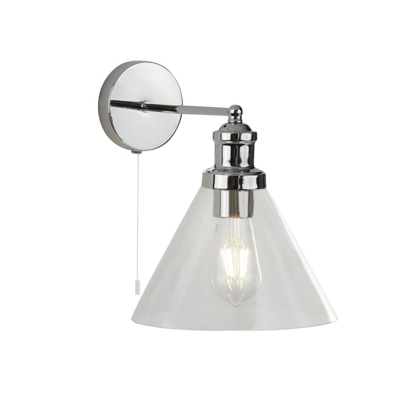 Searchlight-1277CC - Pyramid - Clear Glass with Chrome Wall Lamp