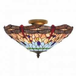 Dragonfly - Tiffany Glass 3 Light Semi-Flush Dragonfly - Tiffany Glass 3 Light Semi-Flush