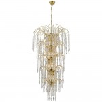 Waterfall - Gold 5 Tier Waterfall Chandelier with Crystal