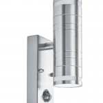 Metro - Stainless Steel 2 Light PIR Wall Lamp with Frosted Glass