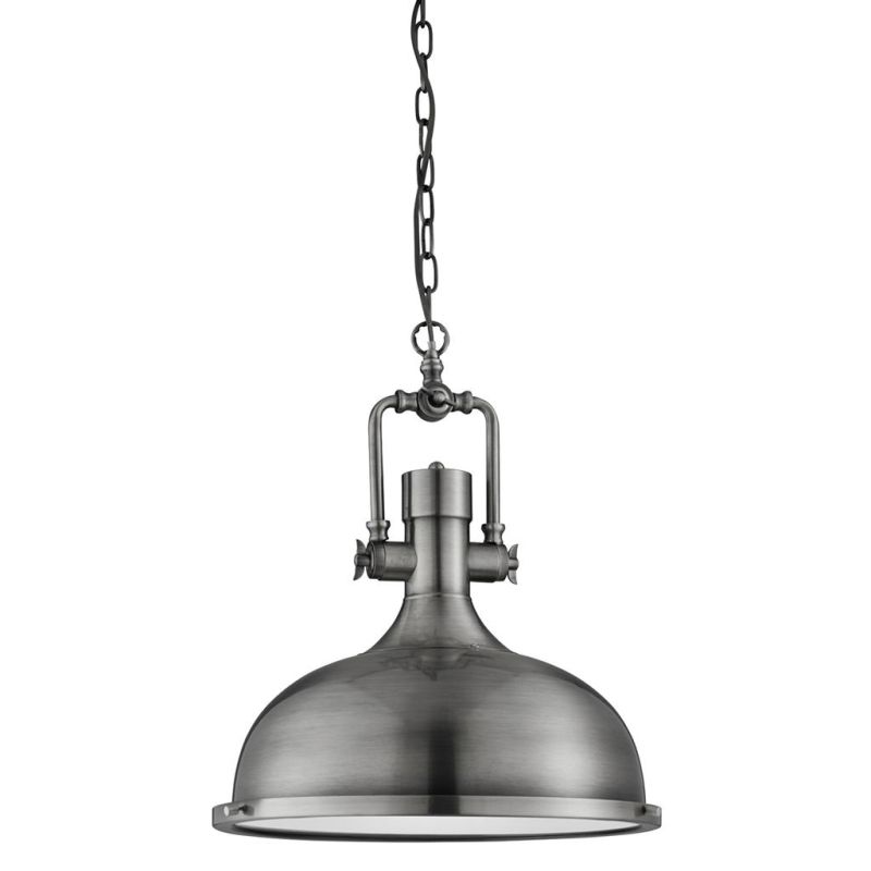 Ceiling Lights - Kansas - Antique Nickel & Frosted Diffuser Pendant Searchlight-1322AN - Kansas - Antique Nickel & Frosted Diffuser Pendant