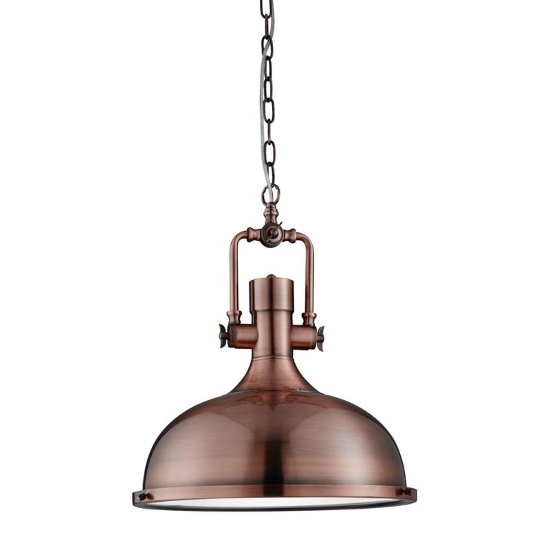 Ceiling Lights - Kansas - Antique Copper & Frosted Diffuser Pendant Searchlight-1322CU - Kansas - Antique Copper & Frosted Diffuser Pendant