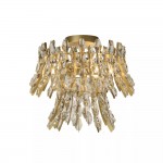 Monarch - Gold 3 Light Semi Flush with Crystal