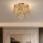 Monarch - Gold 3 Light Semi Flush with Crystal