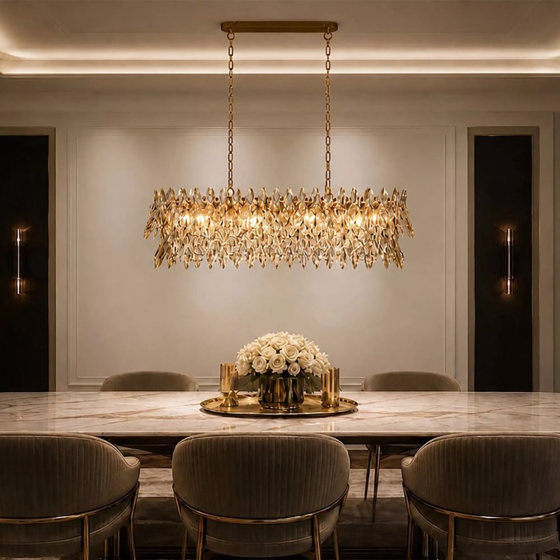 Searchlight-13323-8GO - Monarch - Gold 8 Light over Island Fitting with Crystal