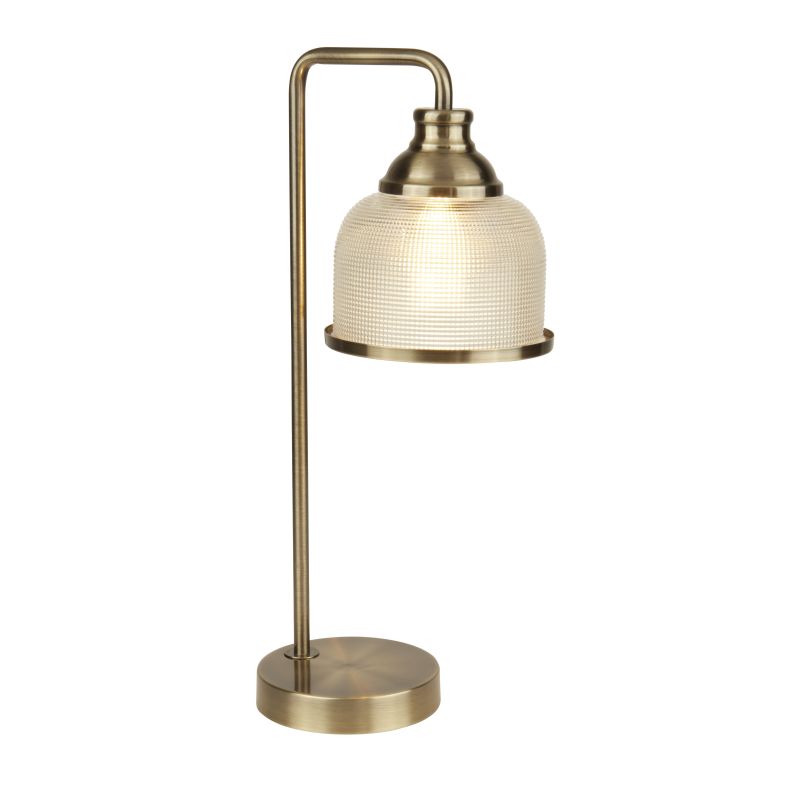 Table & Floor Lamp - Bistro II - Textured Clear Glass & Antique Brass Table Lamp Searchlight-1351-1AB - Bistro II - Textured Clear Glass & Antique Brass Table Lamp