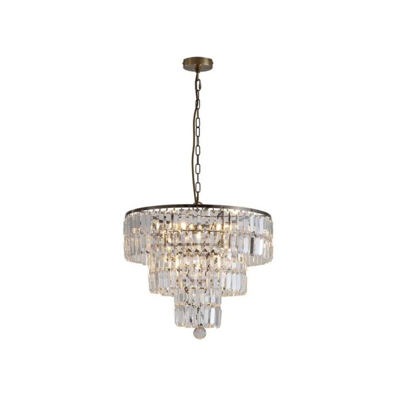 Searchlight-1375-5AB - Empire - Antique Brass 5 Light Chandelier with Clear Crystal