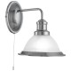 Wall Lights - Bistro - Alabaster Glass & Satin Silver Wall Lamp Searchlight-1481SS - Bistro - Alabaster Glass & Satin Silver Wall Lamp
