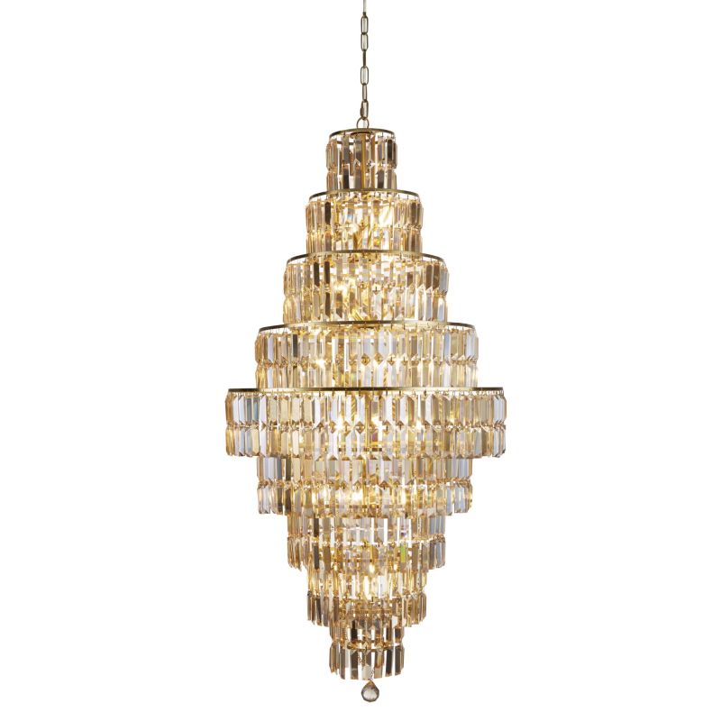 Searchlight-1500SB - Empire - Satin Brass 13 Light Chandelier with Champagne Crystal