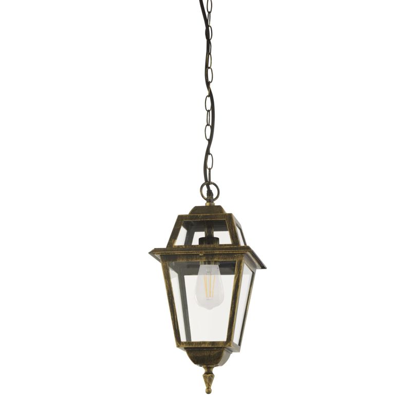 Searchlight-1526 - New Orleans - Outdoor Black & Gold Pendant with Glass